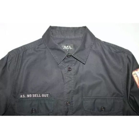 APC MEN’S BLACK RUE MADAME PARIS MILITARY SHIRT SM - Picture 5 of 9